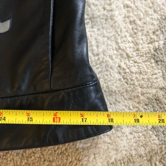 Allan Denis Genuine Leather Jacket Black With Silver Cutout Sz S EUC! - Picture 12 of 13